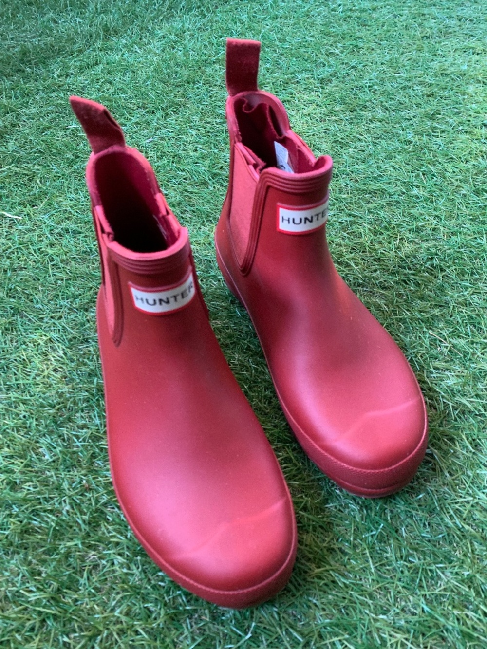 Hunter Boots Original Chelsea Rain Boots Red Waterproof Rubber Ankle Boot Size 7